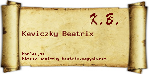 Keviczky Beatrix névjegykártya